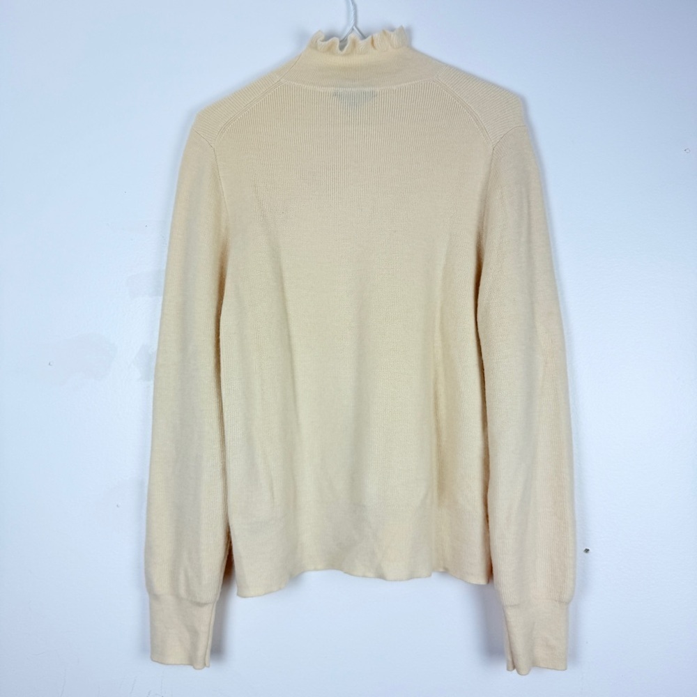 J.Crew Ruffle Mock Neck Sweater Merino Wool Knit Pullover - Picture 4 of 7